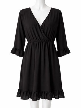 Boohoo Black 3/4 Sleeve Dress